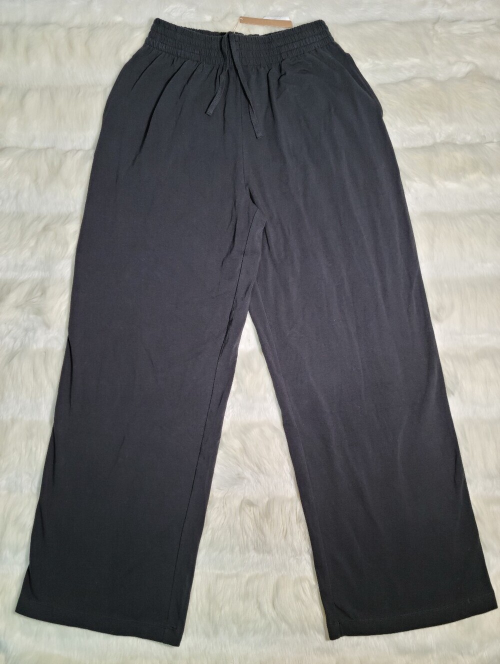SKIMS Cotton Jersey Wide Leg Pants Black Soot Women XXS NEW